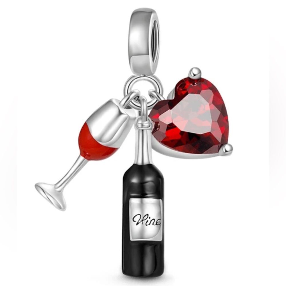 NWOT Red Wine Silver S925 Pandora Fit Charm